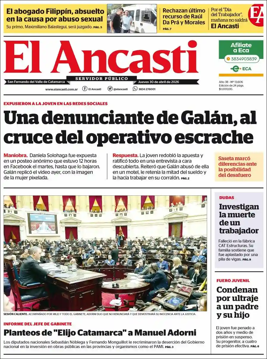 Evolucion Streaming | FM DIMENSIÓN 105.3 - Tapa del diario Ancasti