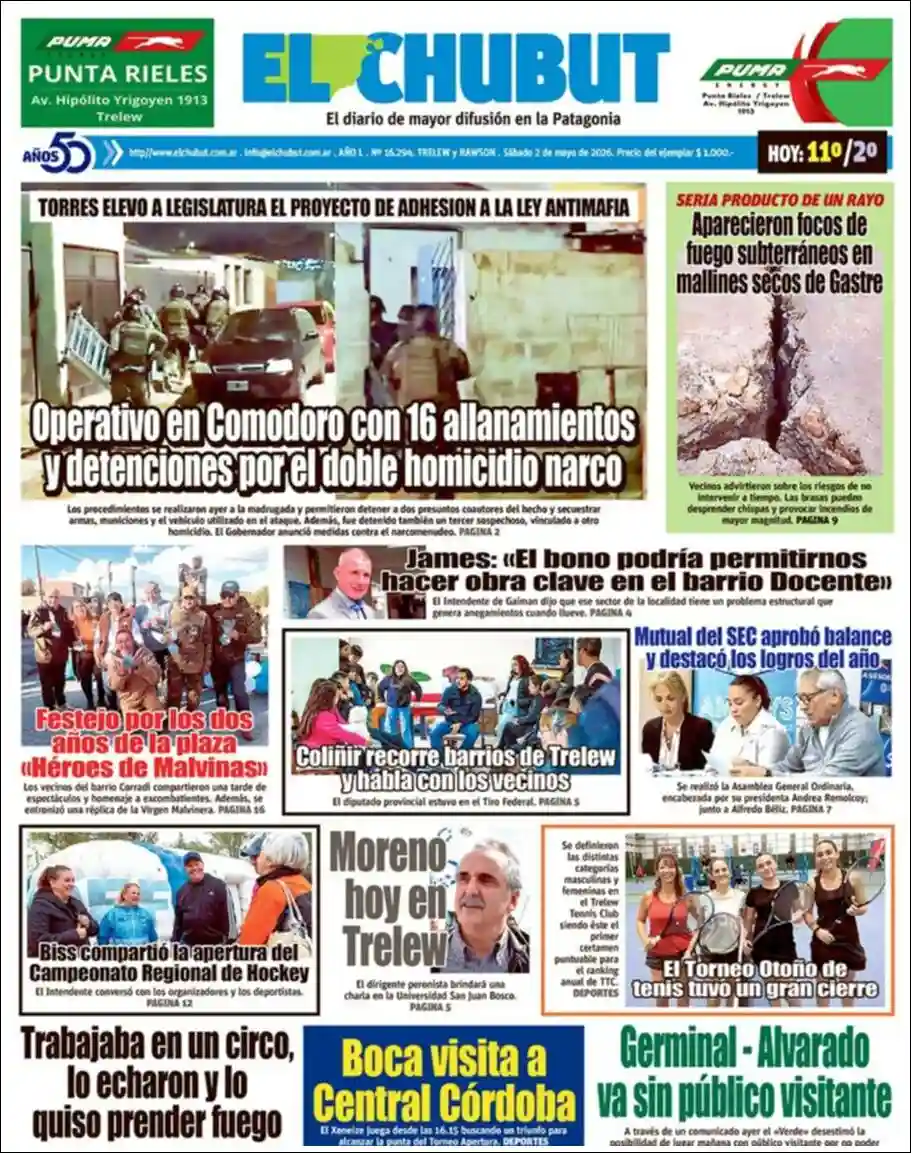 Evolucion Streaming | FM DIMENSIÓN 105.3 - Tapa del diario El Chubut