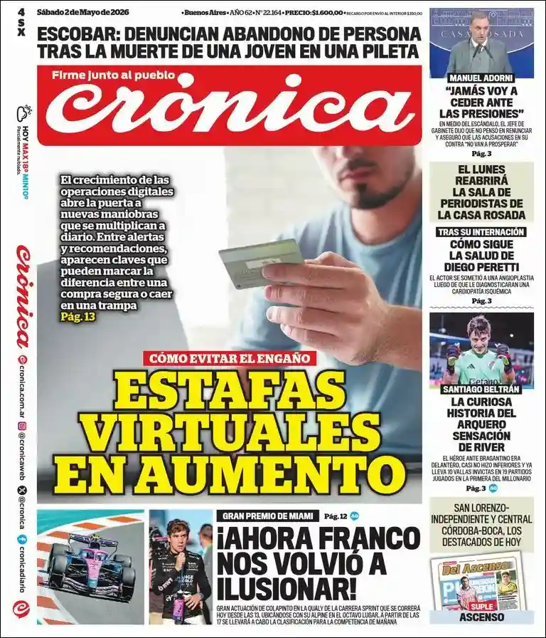 Evolucion Streaming | FM DIMENSIÓN 105.3 - Tapa del diario Crónica