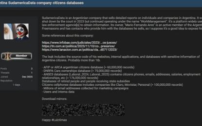 Una filtración expone datos de argentinos en la dark web: qué tipo de información se difundió